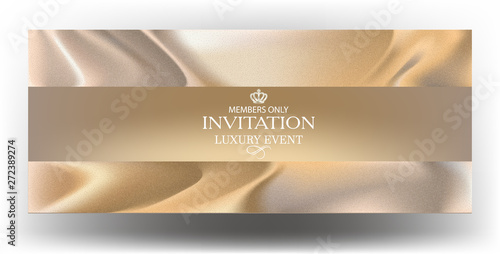 Elegant Luxury invitation with beige fabric on the background. Vector illustration