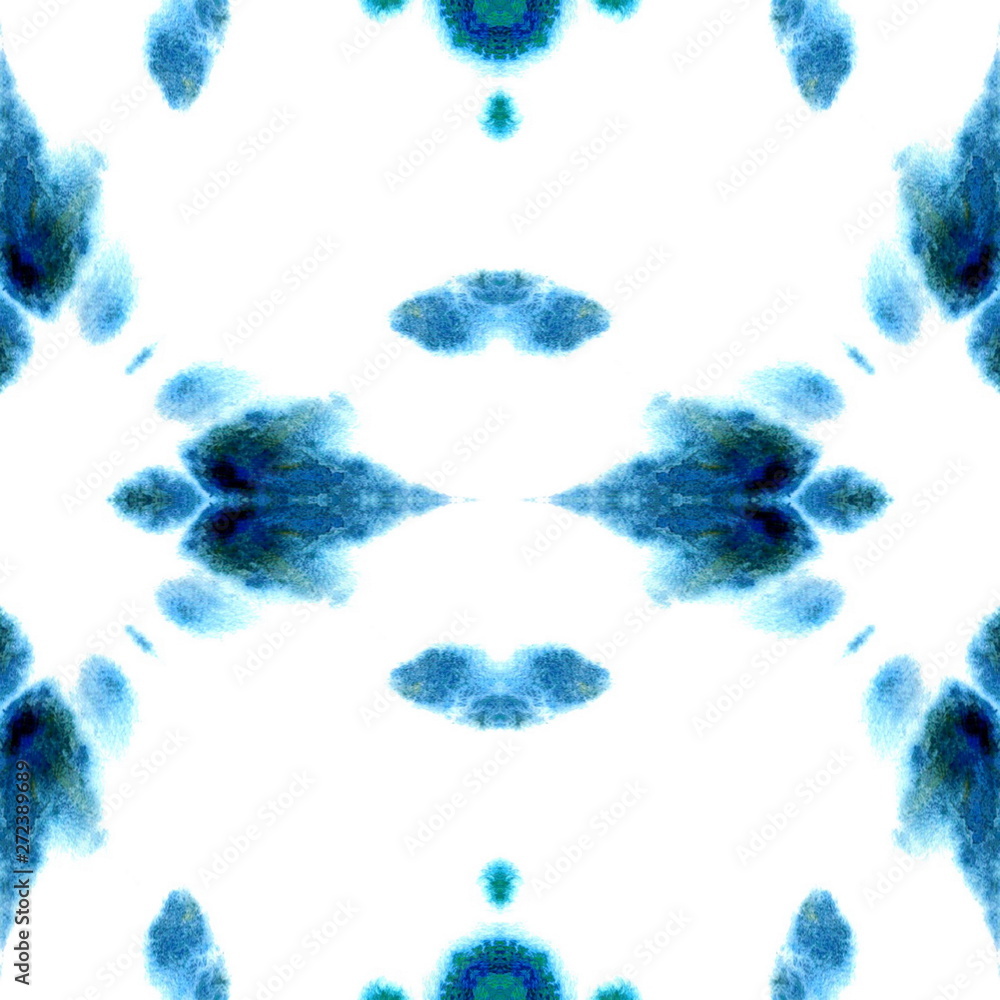 Obraz premium Blue Geometric Watercolor. Seamless Pattern.Surface Ornament.