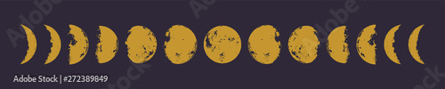 Fototapeta Golden moon phases. Hand drawn vector illustration. Eps 10.