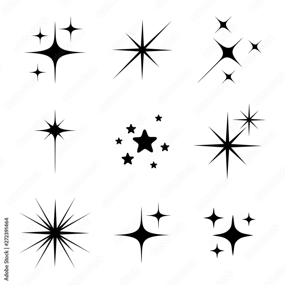 Set of different beautiful star and spakle shapes vector, collection Set of different beautiful star and spakle shapes vector, collection
