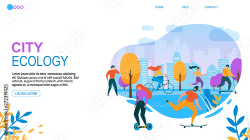 City Ecology Cartoon People Eco Friendly Transport