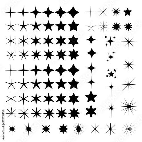 Set of different beautiful star and spakle shapes vector, collection