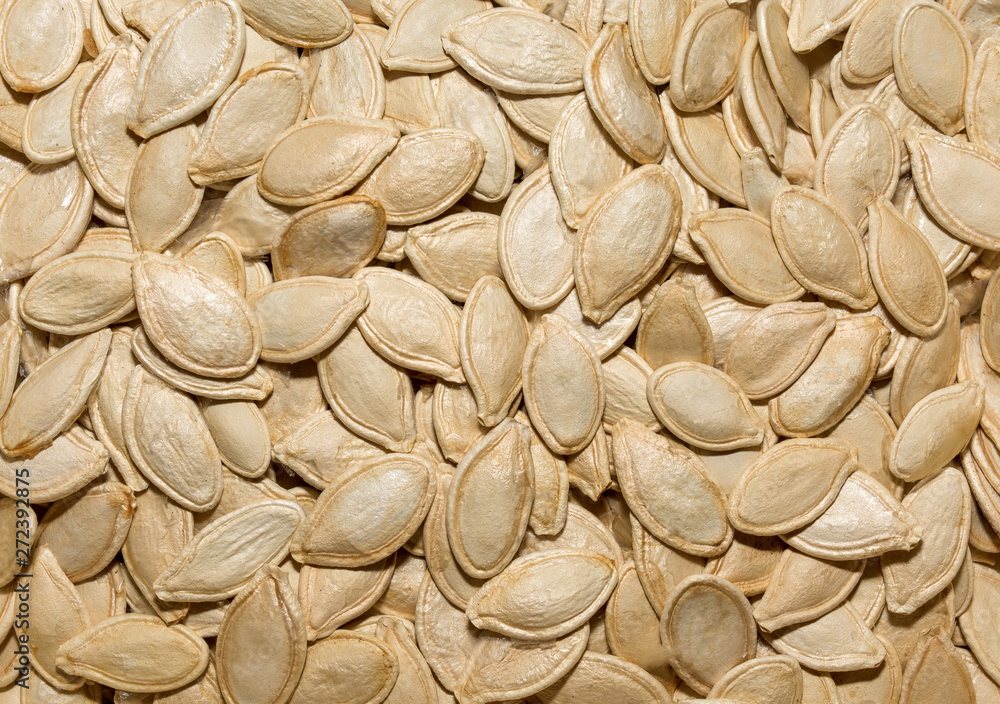 Photo of closeup texture of white pumpkin seeds, background Photo of closeup texture of white pumpkin seeds, background