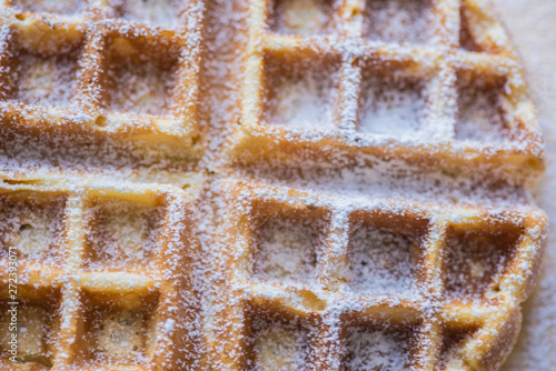 Belgian or Brussels tasty waffels bakery powdered sugar photo