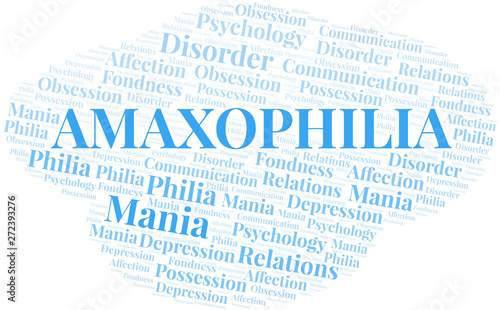 Amaxophilia word cloud. Type of Philia.