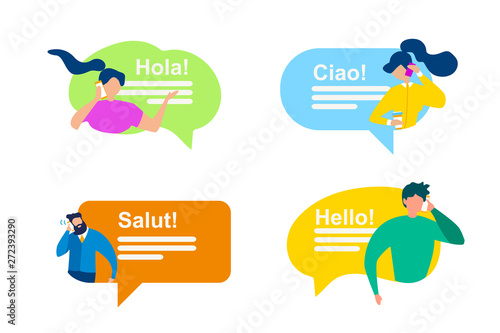 People Bubble Speech International Greeting Phrase
