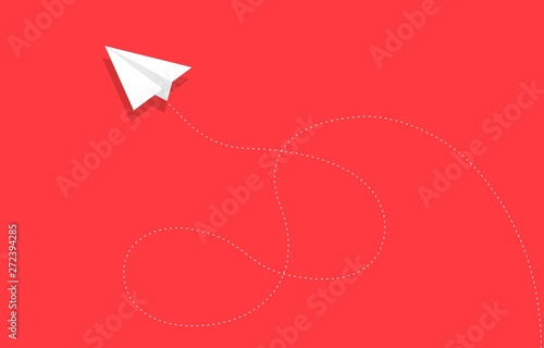 Paper plane flying around with dot path