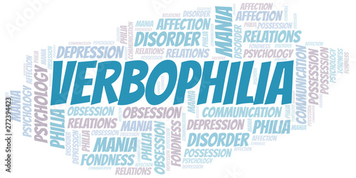 Verbophilia word cloud. Type of Philia.