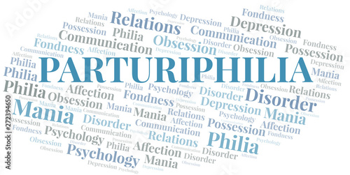 Parturiphilia word cloud. Type of Philia.