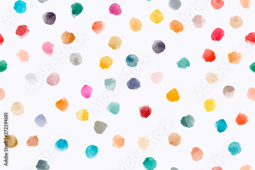 Color, abstract, diverse seamless pattern with colorful watercolor stains made in vector