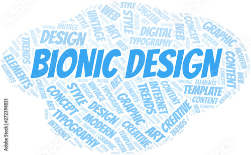 Bionic Design word cloud. Wordcloud made with text only. © sharafmaksumov