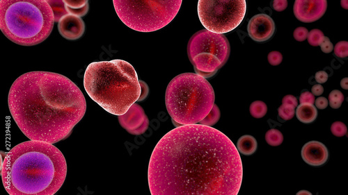 T Cells attacking Cancer Cells 3D illustration