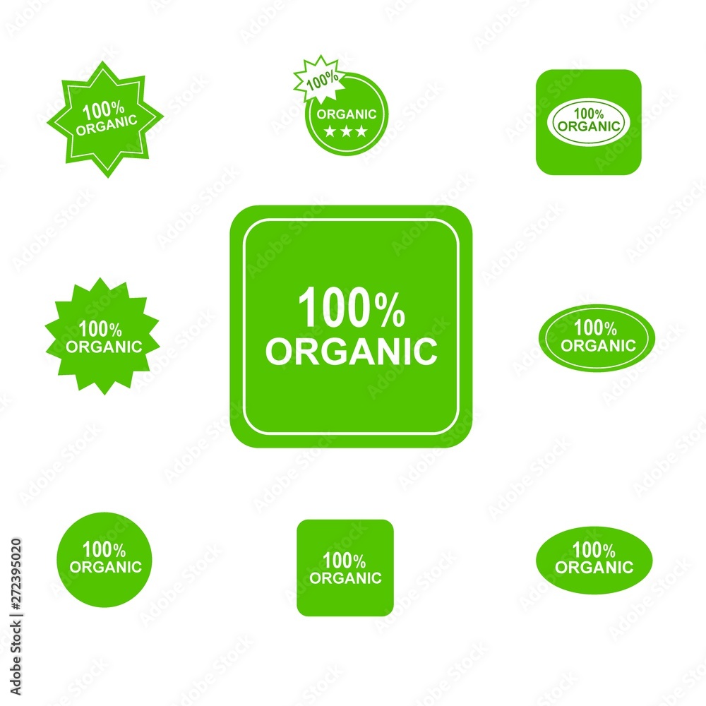 organic logo icon set, healthy food labels