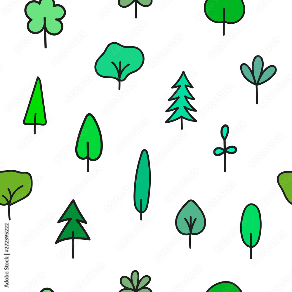 Forest Garden tree nature simple seamless pattern
