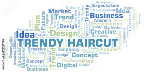 Trendy Haircut word cloud. Wordcloud made with text only.