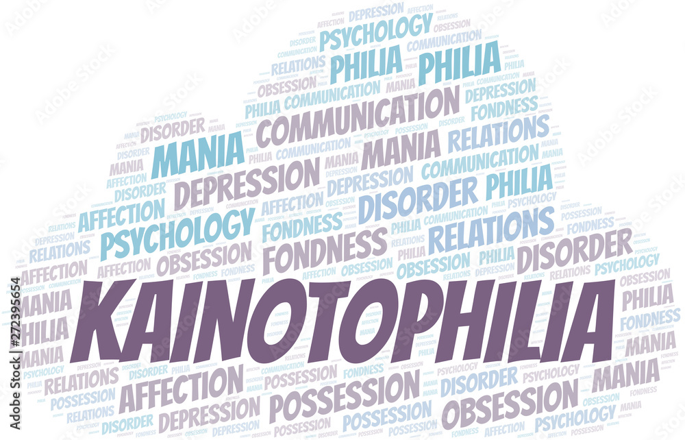Obraz premium Kainotophilia word cloud. Type of Philia.