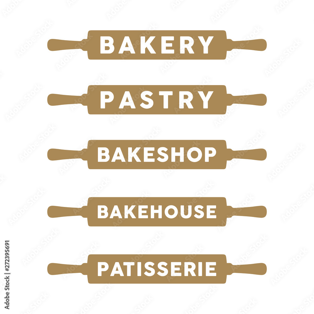 Bakery with Wood Rolling Pin for Bakeshop Logo design Stock Vector ...