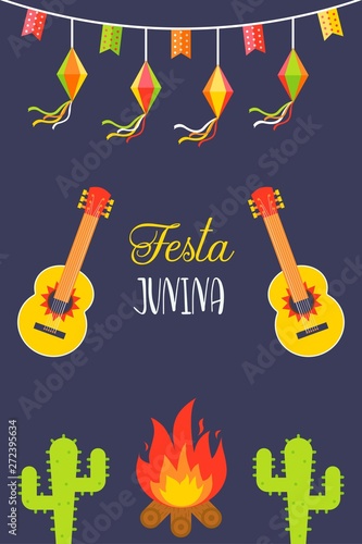 Festivals in Brazil, Festa Junina celebration poster vector