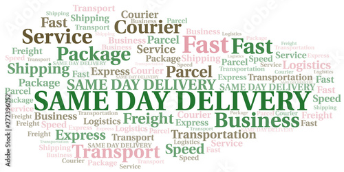 Same Day Delivery word cloud. Wordcloud made with text only.