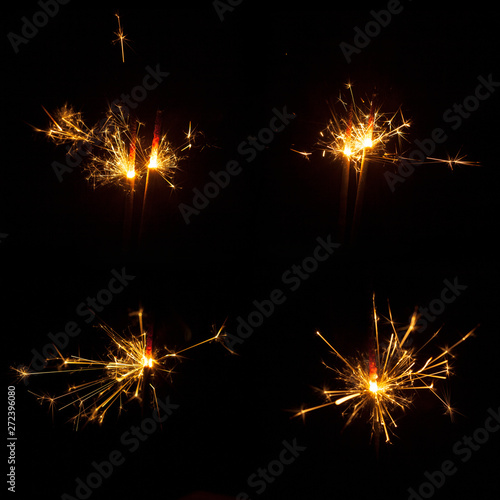 Collection of burning sparklers