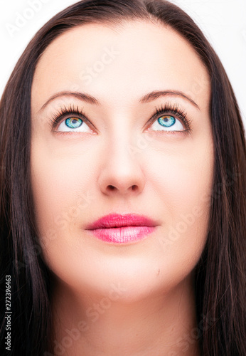 A portrait of beautiful face with beautiful eyes - isolated on white.