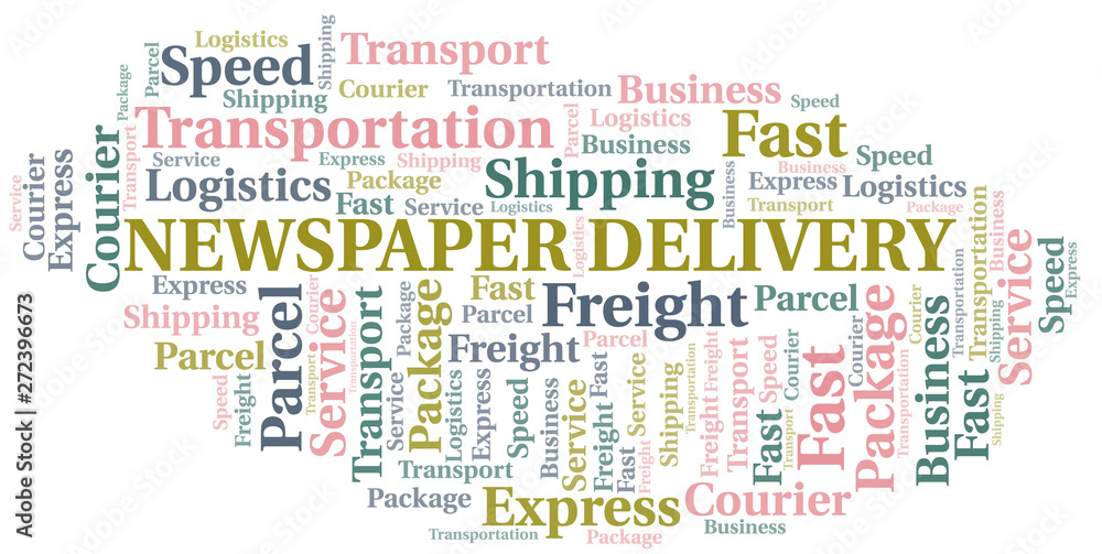 Newspaper Delivery word cloud. Wordcloud made with text only.