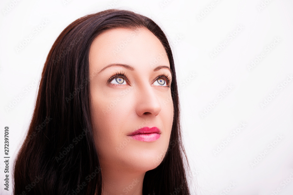 A portrait of beautiful face with beautiful eyes - isolated on white. A portrait of beautiful face with beautiful eyes - isolated on white.