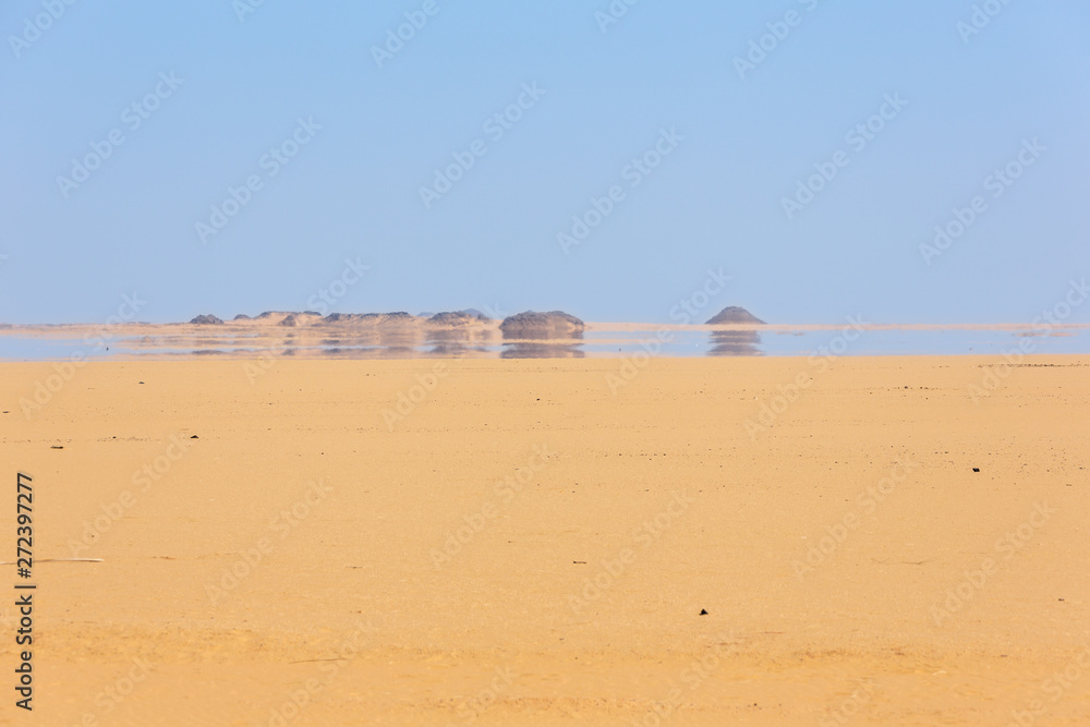 Looking at a mirage in the desert between Abu Simbel and Aswan