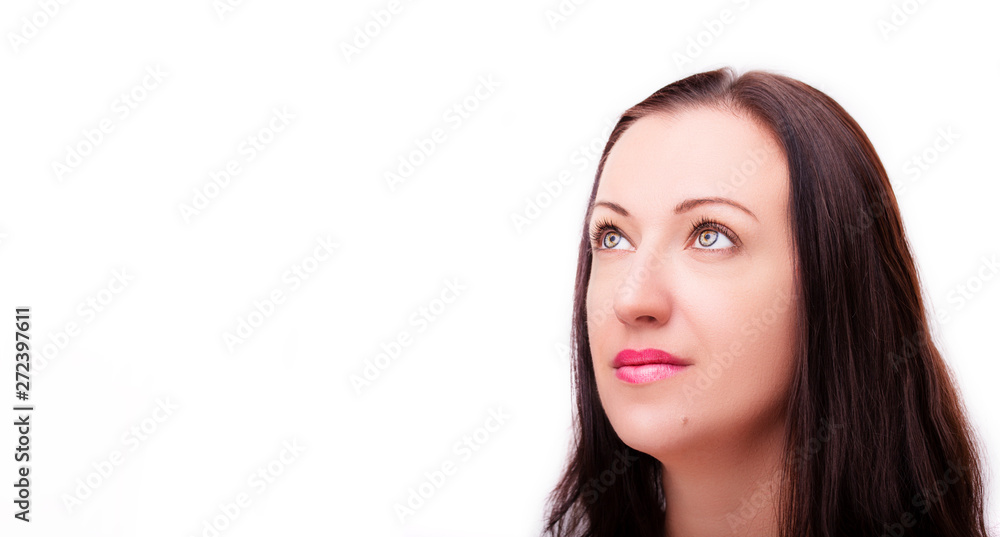 A portrait of beautiful face with beautiful eyes - isolated on white. A portrait of beautiful face with beautiful eyes - isolated on white.