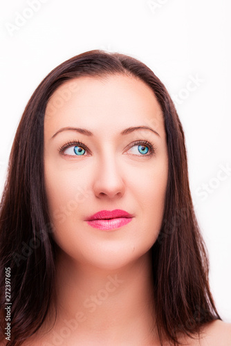 A portrait of beautiful face with beautiful eyes - isolated on white.