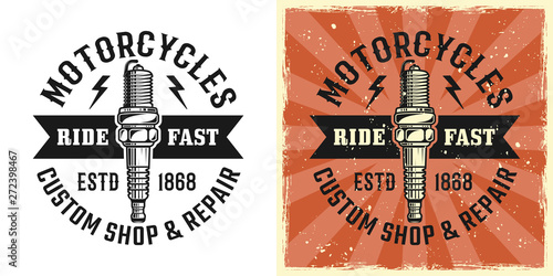 Spark plug vector emblem, badge or t-shirt print