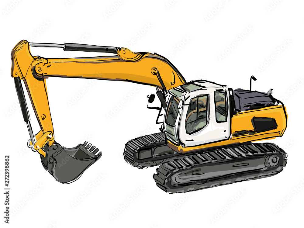 Fototapeta premium construction equipment in yellow Special machines for the building work Forklifts cranes excavators tractors bulldozers trucks cars concrete mixer trailer Vector i