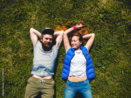 Couple on the grass in the park