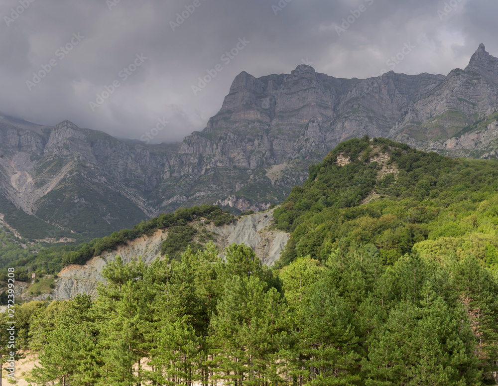 Fototapeta premium The majestic mountain on a cloudy day (region Tzoumerka, Epirus, Greece)