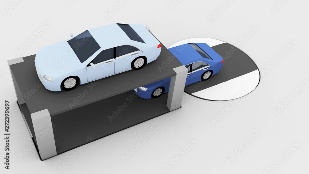 Double parking concept with two model cars