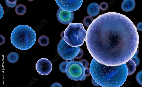 T Cells attacking Cancer Cells 3D illustration