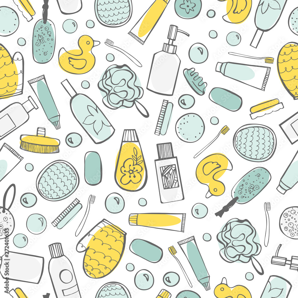 Bath set. Bathroom items.Vector seamless pattern Bath set. Bathroom items.Vector seamless pattern