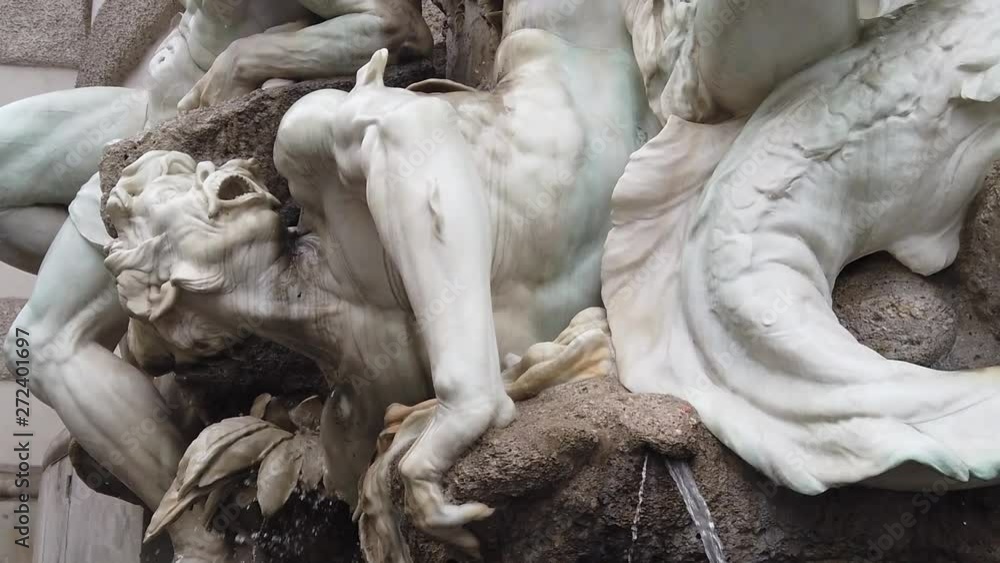 Vienna, slowmotion detail of a fountain outside of St. Stephen Cathedral, in the historical heart of Vienna, Austria Vienna, slowmotion detail of a fountain outside of St. Stephen Cathedral, in the historical heart of Vienna, Austria