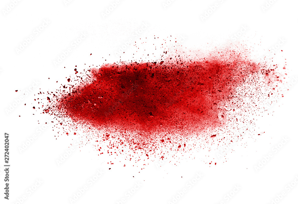 Red powder explosion on white background. Colored cloud. Colorful dust explode. Paint Holi. Red powder explosion on white background. Colored cloud. Colorful dust explode. Paint Holi.