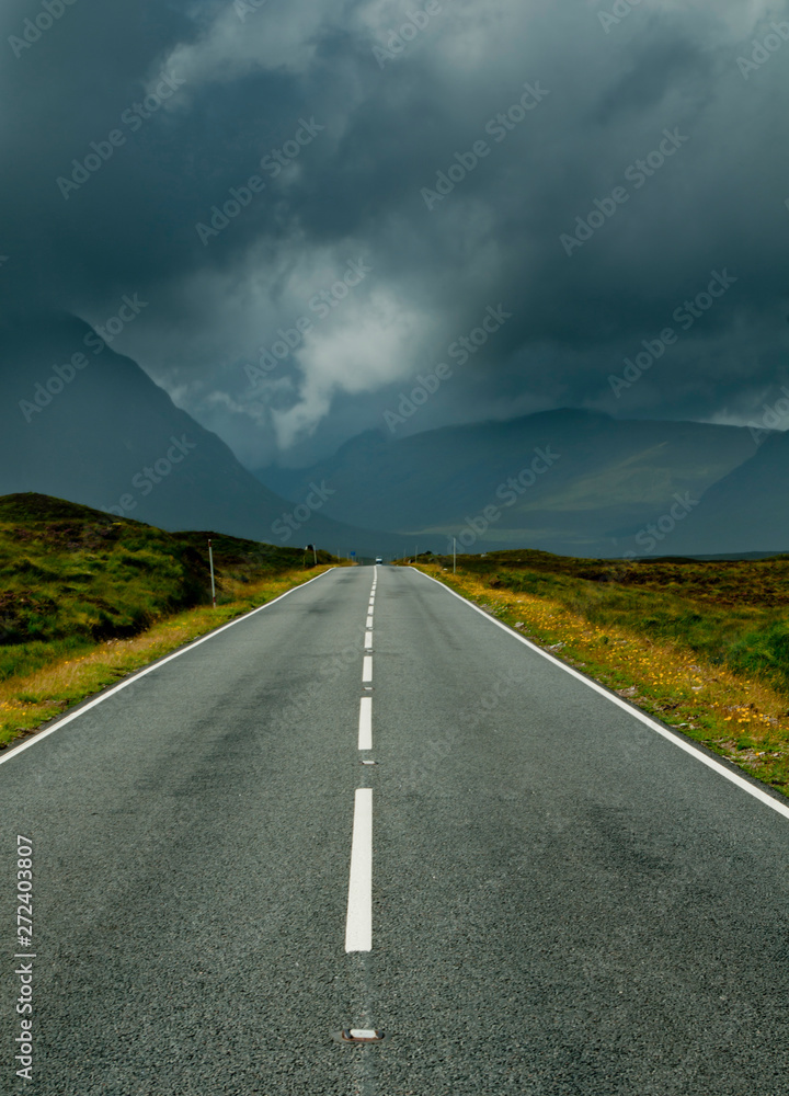 UK, Scotland, Highland, Rannoch Moor moody road