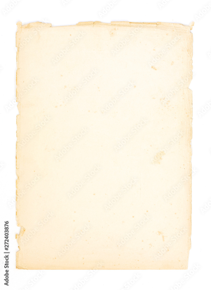 old, vintage paper background isolated on white