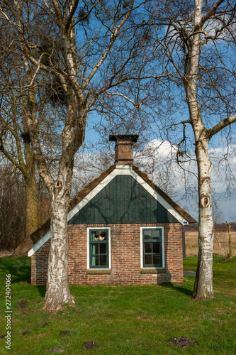 Tiny house at National Park Weerribben Overijssel Netherlands. Moor and peatfields © A