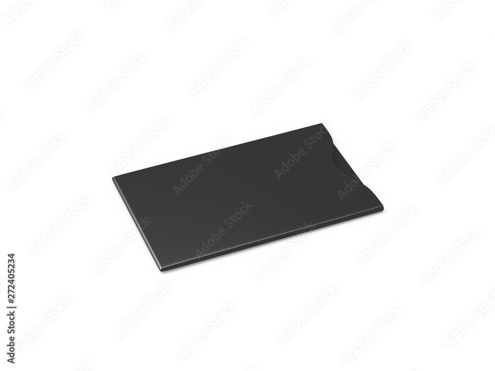 Blank sleeve for debit card, credit card and gift card, mock up template on isolated white background, 3d illustration Blank sleeve for debit card, credit card and gift card, mock up template on isolated white background, 3d illustration