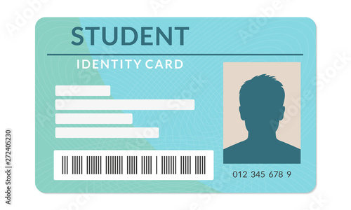 Student ID card. University, school, college identity card. Vector illustration.
