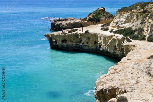 Paradise beach in Albufeira city in Portugal with wonderful nature, dunes and beach