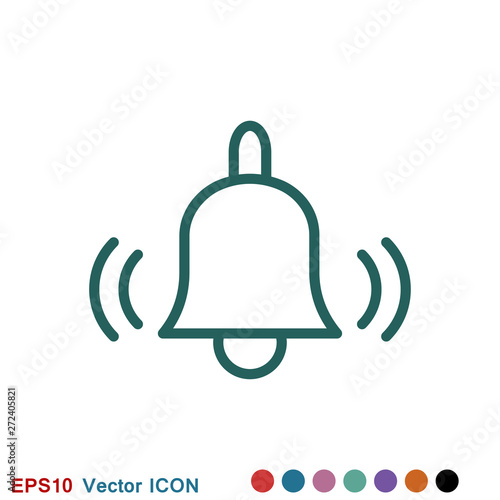 Bell Icon vector in trendy flat style isolated on background.