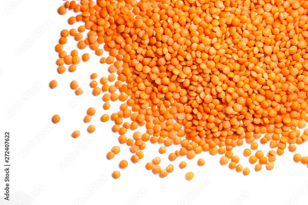 Heap of red lentils isolated on white Heap of red lentils isolated on white