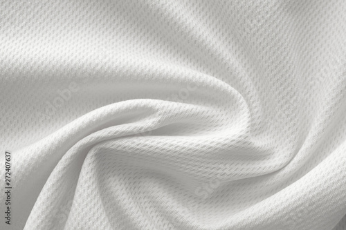 White sports clothing fabric jersey football shirt texture top view close up
