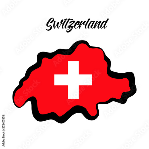  illustration in flat design style with switzerland map.