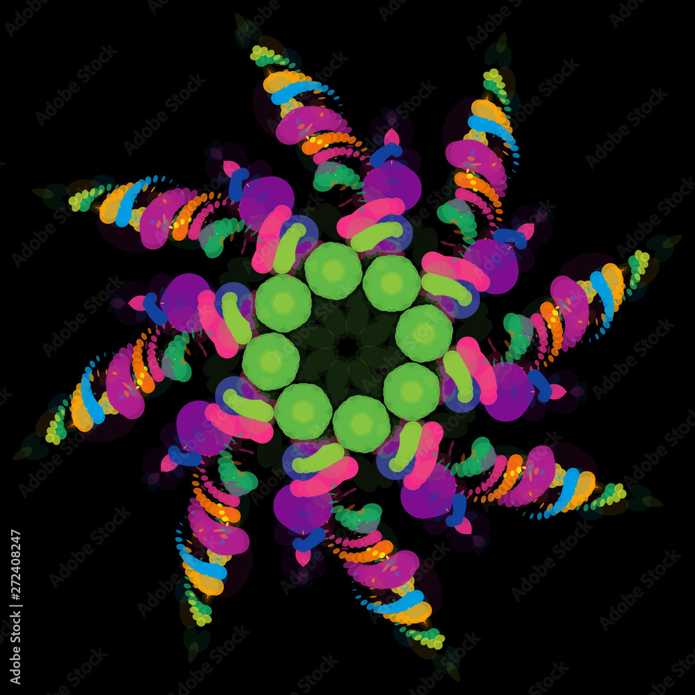Abstract Octagonal Colored Star of Circles.